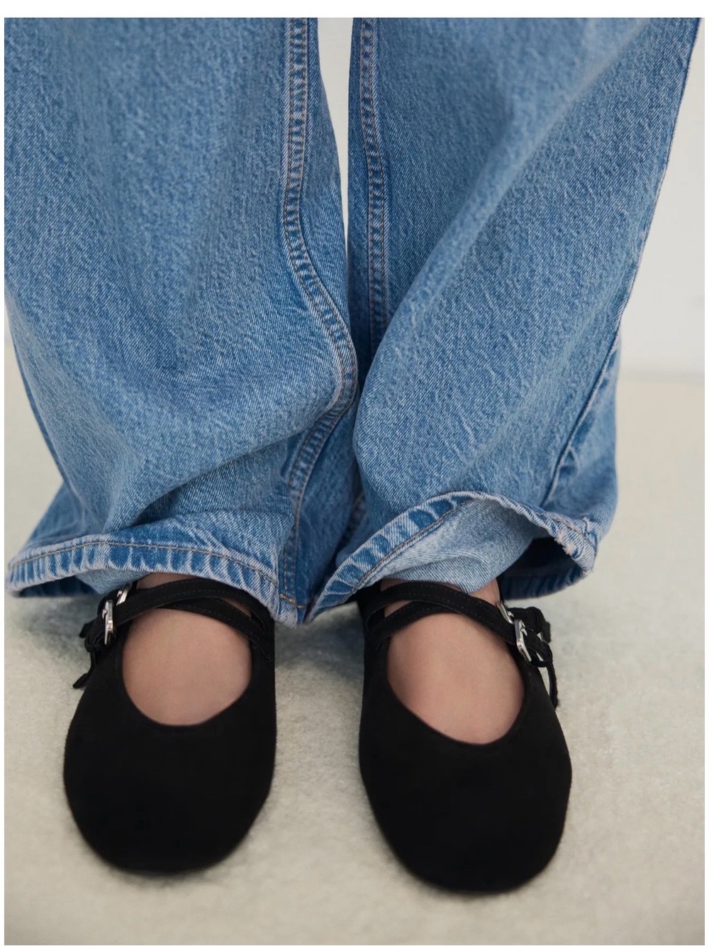 Zara ballet double strap leather flats